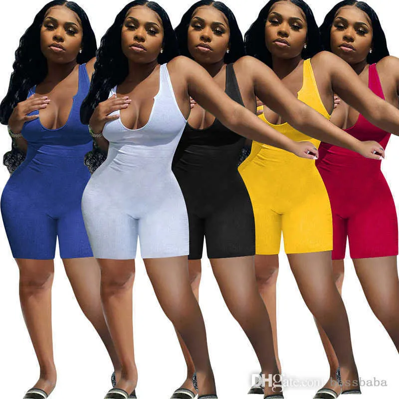 Mulheres Jumpsuits Designer Suspender Suspender Cor Sólida Onésime Tricô Pit Strip Bodysuit Backless roupas de uma peça