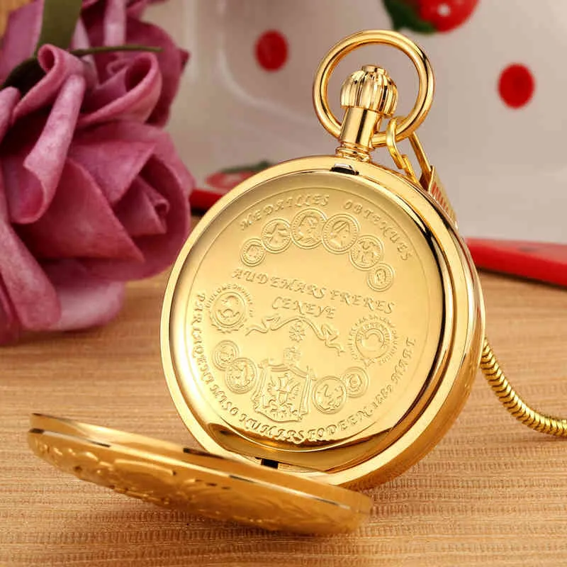 Simulated War Theme Double Open Cover Automatic Mechanical Gold