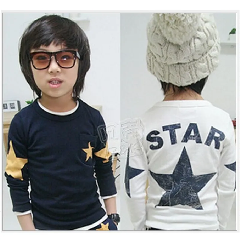 Star Long Sleeve Baby Boys T-Shirts Fashion Spring Boys Clothes Children Tees Shirts Bottoming Shirt Cotton 90 100 110 120 130 210413