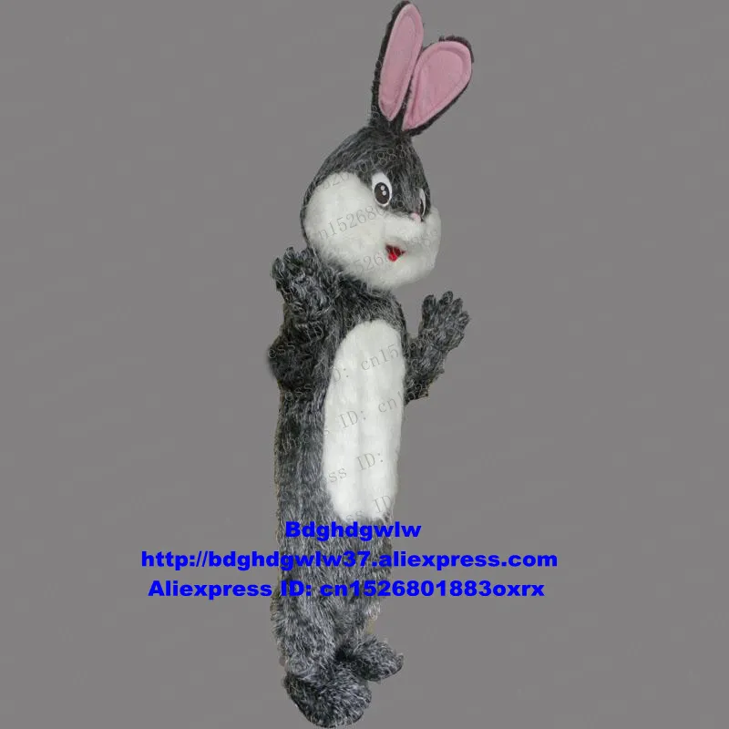 Mascot trajes cinzento longa pêlo easter coelhinho coelho coelho lebre mascot traje adulto caráter grande festa elegante morden zx80
