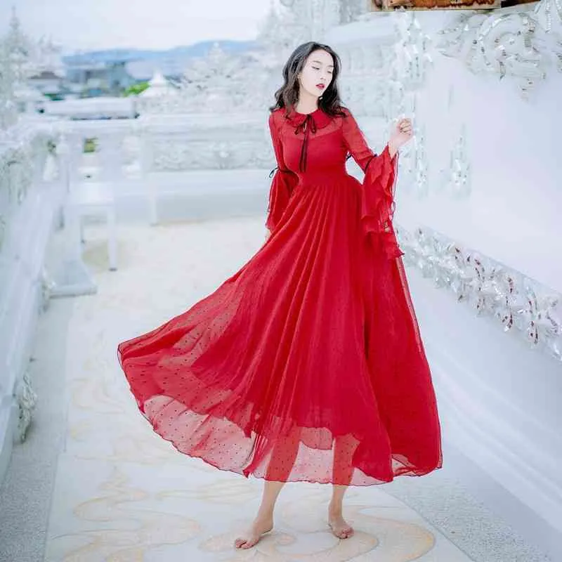 Red Chiffon Maxi Dress with Ruffled Flutter Sleeves and Ankle-Length Hi-Lo  Silhouette for Women from Dhgate Basic & Casual Dresses - price 91.34