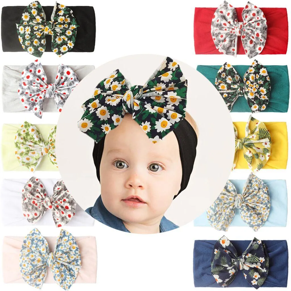 Flickor Blomma Bow Headbands Barn Bowknot Princess Big Hair Band 2021 Tillbehör Barn Boutique Hairbands