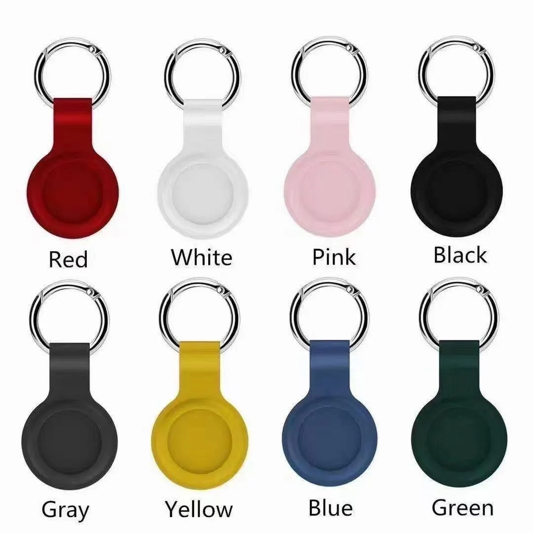 Fashion Silicone Protective Case Keychain Cover Loop Holder för Airtag Key Ring Tracker Air Tag med Opp Bag