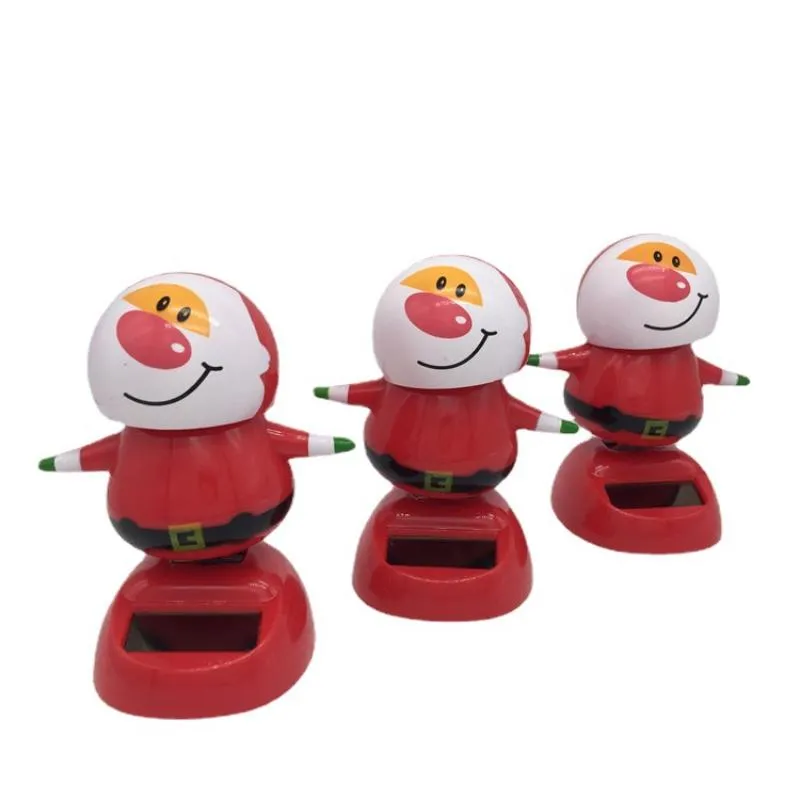 インテリアデコレーションクリスマス装飾サンタクロースソーラーパワーボビングダンシングおもちゃ雪だるまを振るヘッドおもちゃダッシュボード装飾車のオーナナム