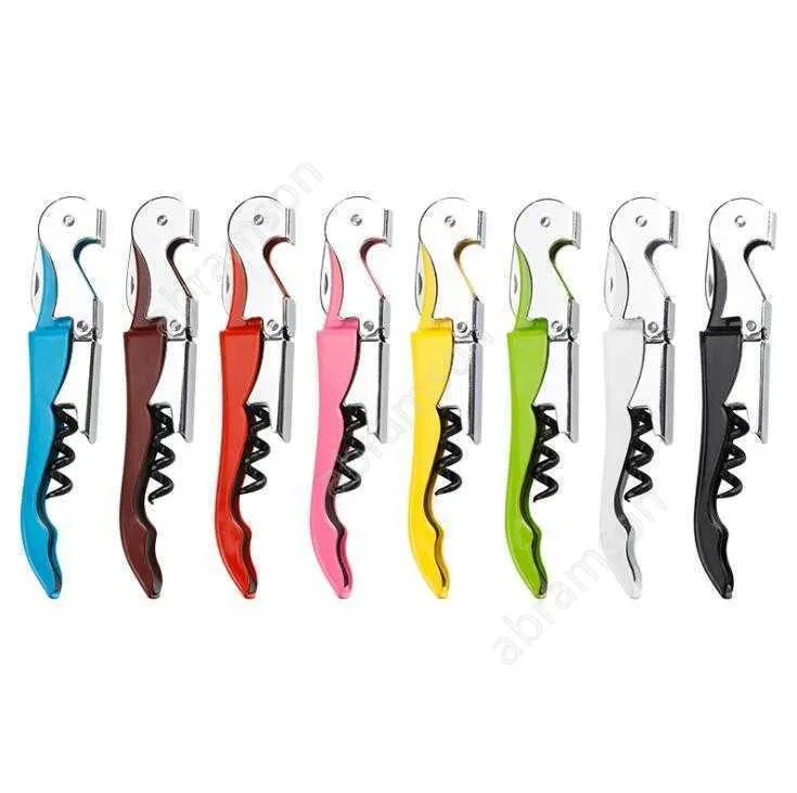 Stainless Steel Cork Screw Corkscrew Candy color Multi-Function Wine Bottle Cap Opener Double Hinge Waiters free fast sea shipping DAA74