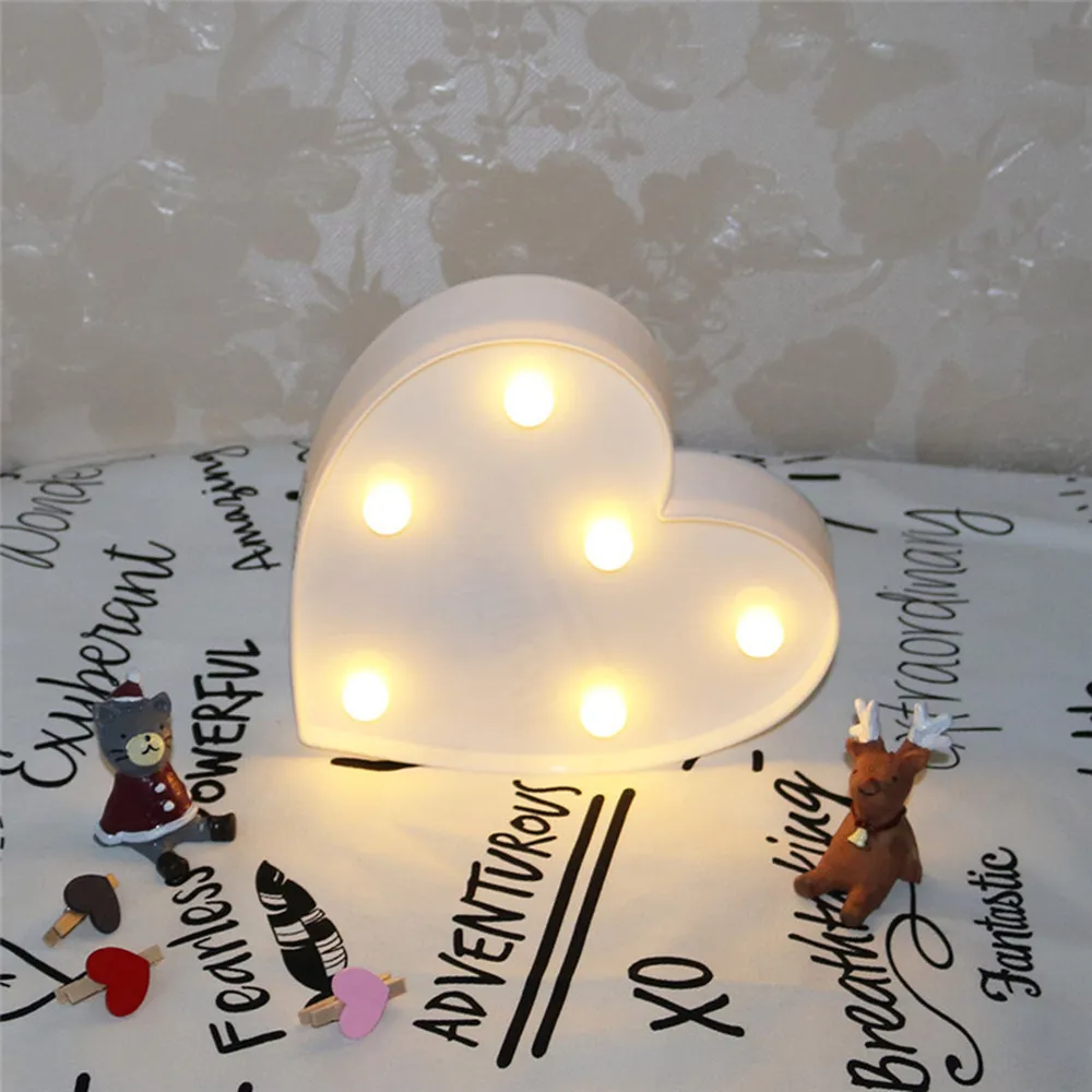 Letter Lamp Indoor Decorative Nights Lamps LED Night Light Romantic 3D Love Heart Marquee Wedding Party Decoration