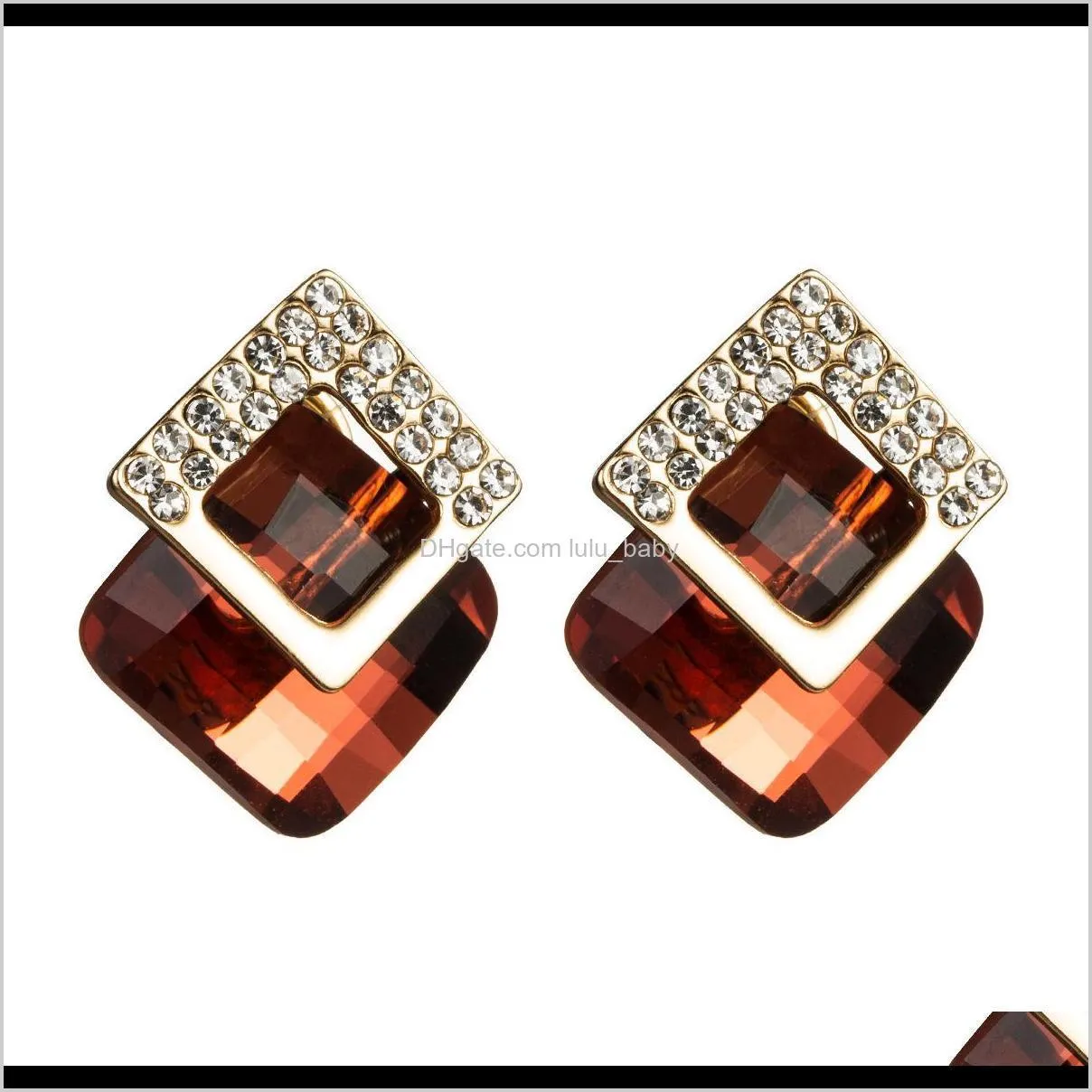 earringss925 silver needle multi-layer square glass diamond rhinestone earrings fashionable girl temperament earrings