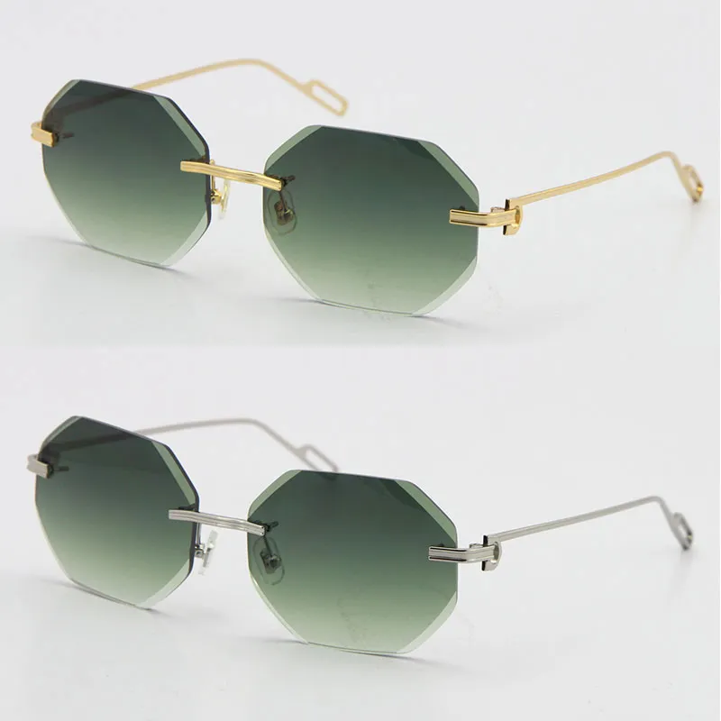 2021 Fashion Metal Diamond Cut Lens luxury designer Sunglasses Protection Rimless 18K Gold Male and Female Sun Glasses Shield Retro Design eyeglasses frames men
