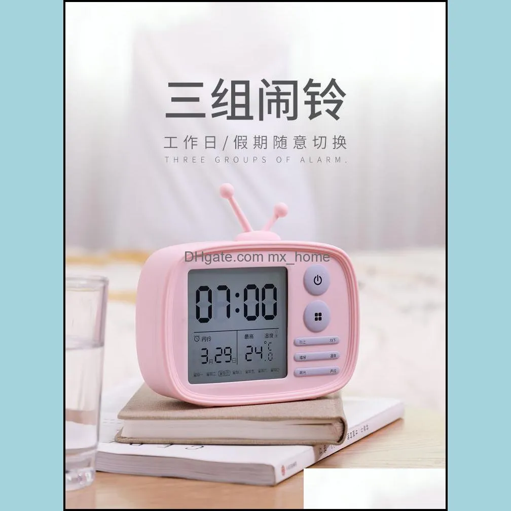 Other Clocks & Accessories Auto Retro Alarm Clock Desktop Battery Lcd Cute Small Electronics Mecanismo Reloj Pared Bedroom Decor