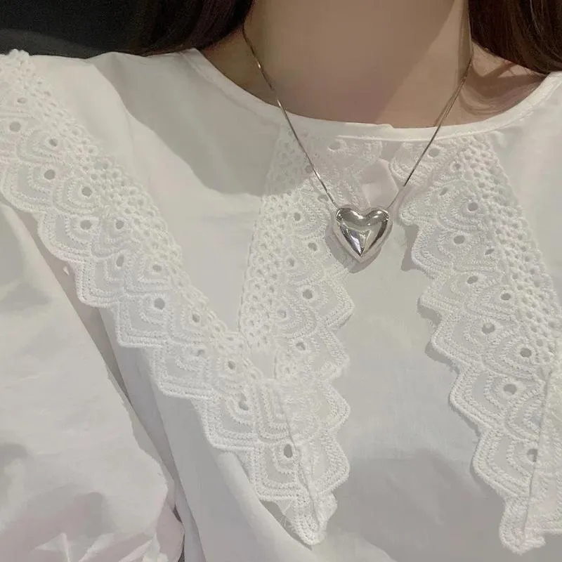 Pendentif Colliers Guangyao coréen Dongdamen collier polyvalent lisse amour pêche coeur clavicule chaîne pull style cool