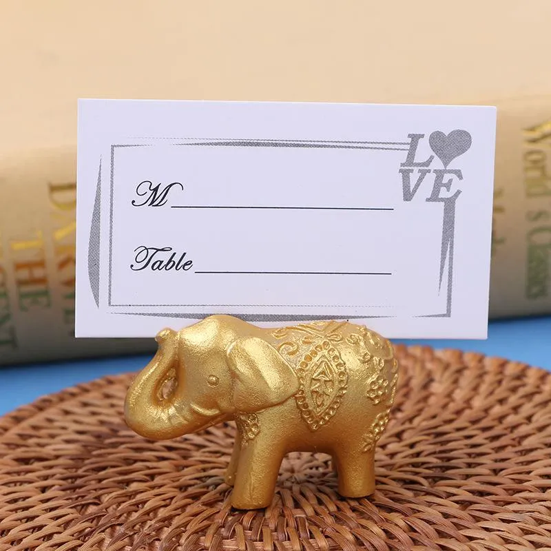 2021 Lucky Gold Elephant Place Card Holders Table Name Holder Clip Wedding Centerpiece Golden Themed Party Favors