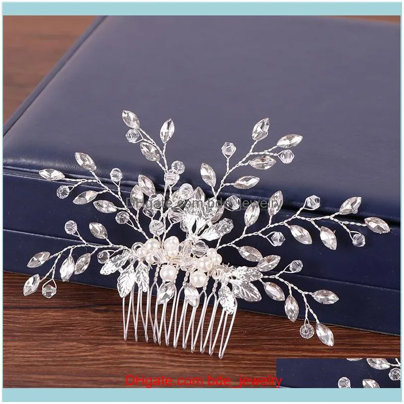 Hair Clips & Barrettes Rhinestone Comb Women Accessories Bride Pearl Jewelry Silver Color For Hairs Headpiece