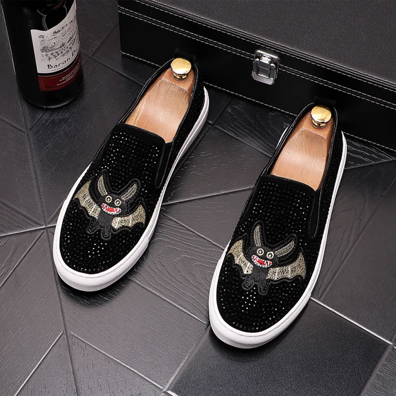 Mens Embroidered Rock Roll Sparkly Dress Shoes Mens With