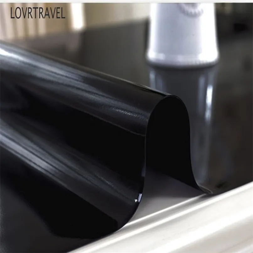 Matte schwarze Schutztischplatte PVC-Tischdecke D'wasserdichtes weiches Glas einfarbige Heimdekoration Tuch 210626