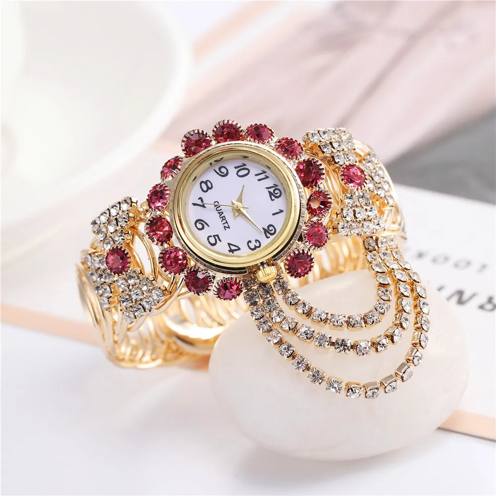 Moda Liga Mulher Bowknot Watches Hotest Senhoras Analog Casual Cristal Chai Diamante Cadeia Bracelete Relógio de Pulso Presentes Montre Femme Clock