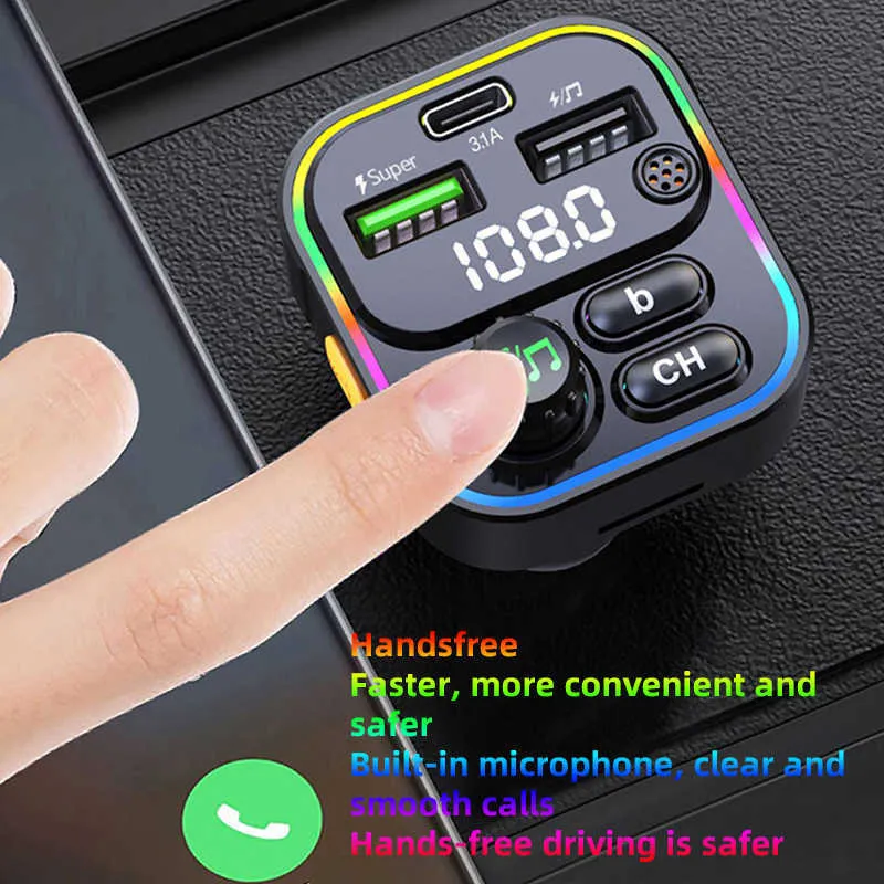Billaddare MP3-spelare för iPhone Mobiltelefon Bil Tillbehör Handsfree Funktion Super Snabb Laddning 12-24V