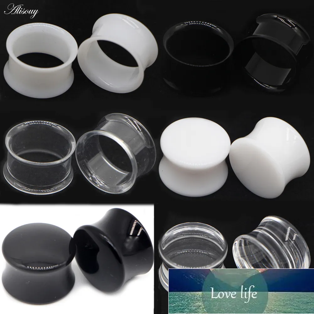 2 pcs branco preto transparente acrílico túnel plugue orelha gauges piercing Double curvo desperdício de sela laca jóias