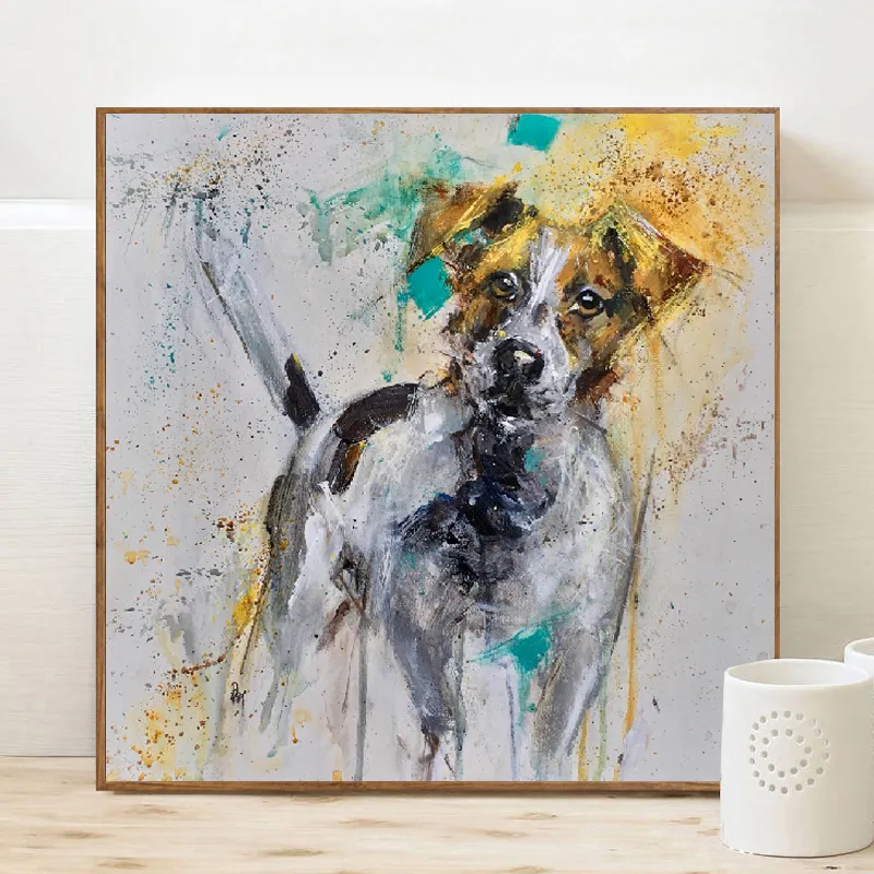 Modern Watercolor Animnal Poster Canvas Painting Dog Canvas Art