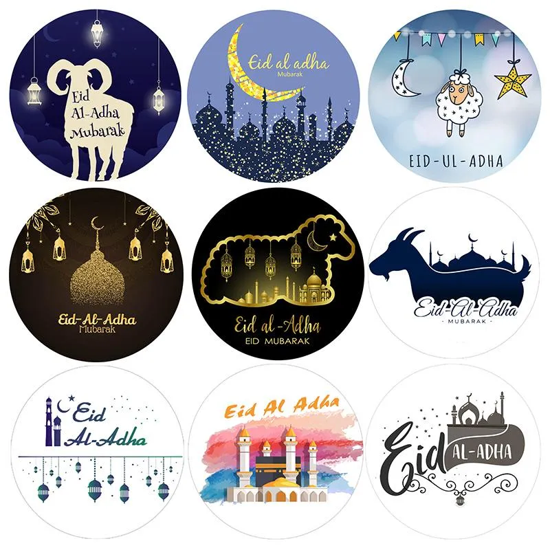 Étiquettes autocollantes Eid Al Adha pour décoration de fête, décorations DIY, emballage de friandises Happy Al-Adha, fournitures de sélection de sceau cadeau