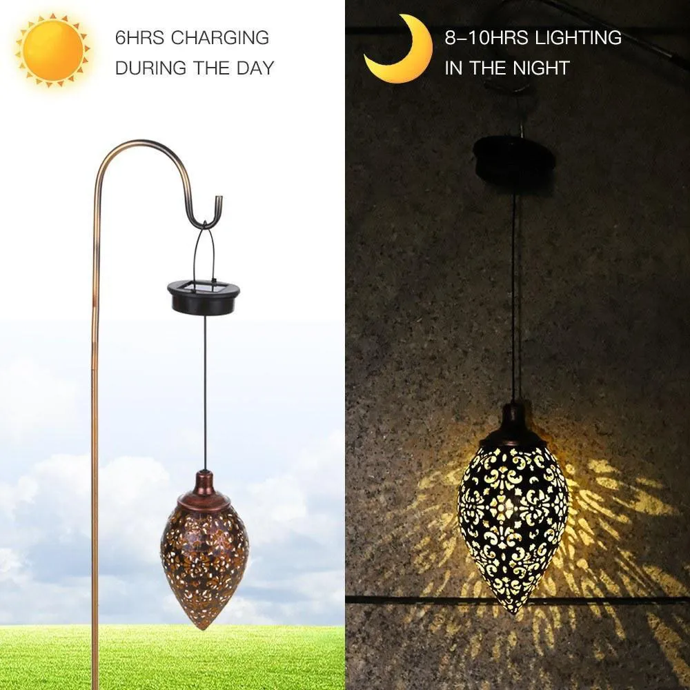 Hanging LED Solar Light Lamp Outdoor Waterproof Solar Powered Lights for Patio Garden Courtyard Pathway Lawn Street Decoration