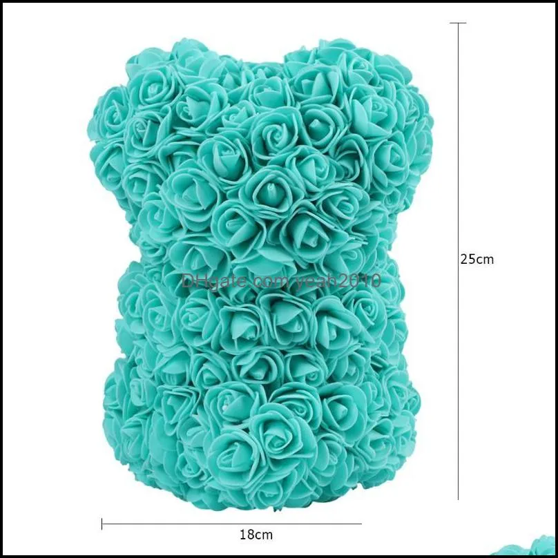 25cm Creative Foam Rose Teddy Bear Artificial Flower Rose Bear Christmas Party Decoration Valentines`s Gifts Supplies