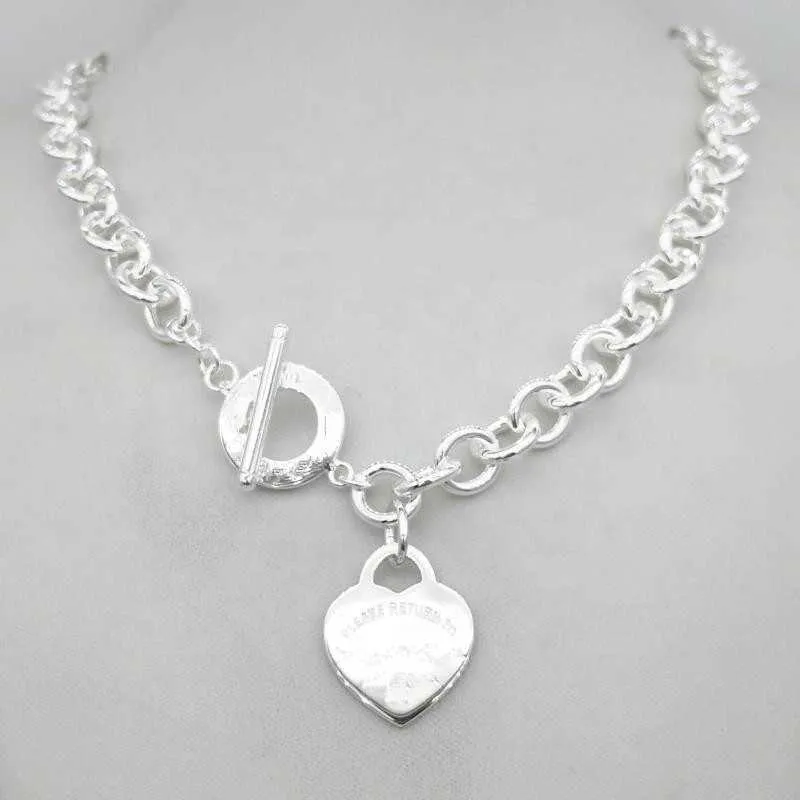 Design Women's silver TF Style Necklace Pendant Chain Necklace S925 Sterling Silver Key heart love egg brand Pendant Charm Nec G220908