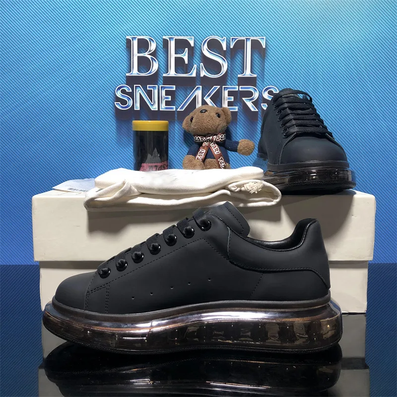 2021 Top Quality Desinger shoes Fashion Mens Women shoe Leather Lace Up Platform Oversized Sole Sneakers White Black Casual Trainers With Box