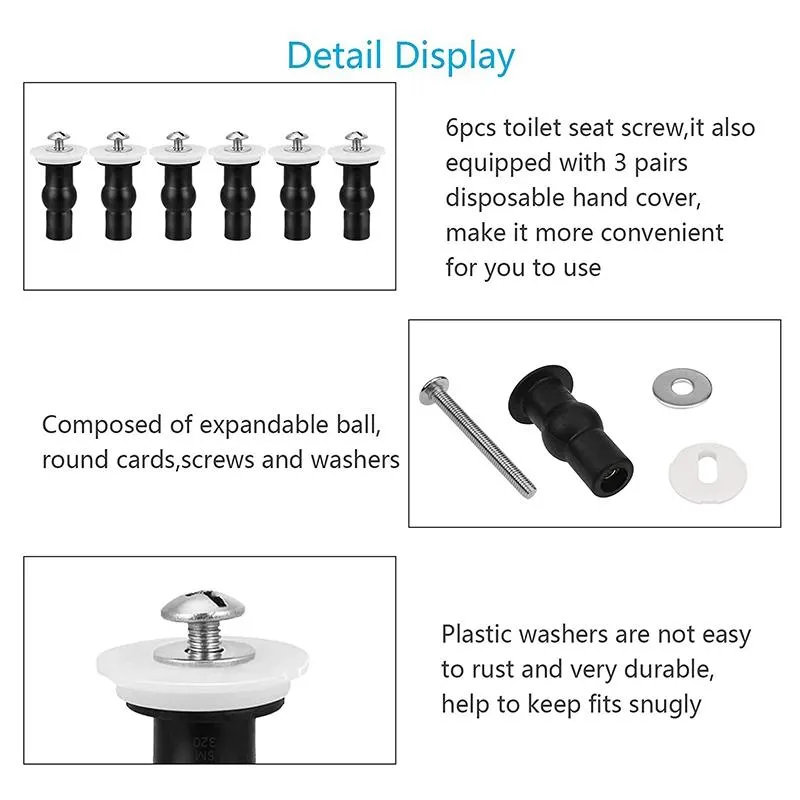 Vis De Siège De Toilette 2 Pièces, Charnières Extensibles En Caoutchouc  Écrous Supérieurs De Fixation Wc Trou Borgne Salle De Bains Couvercle De  Toilette, Écrous De Fixation Universels - Siège De Toilette