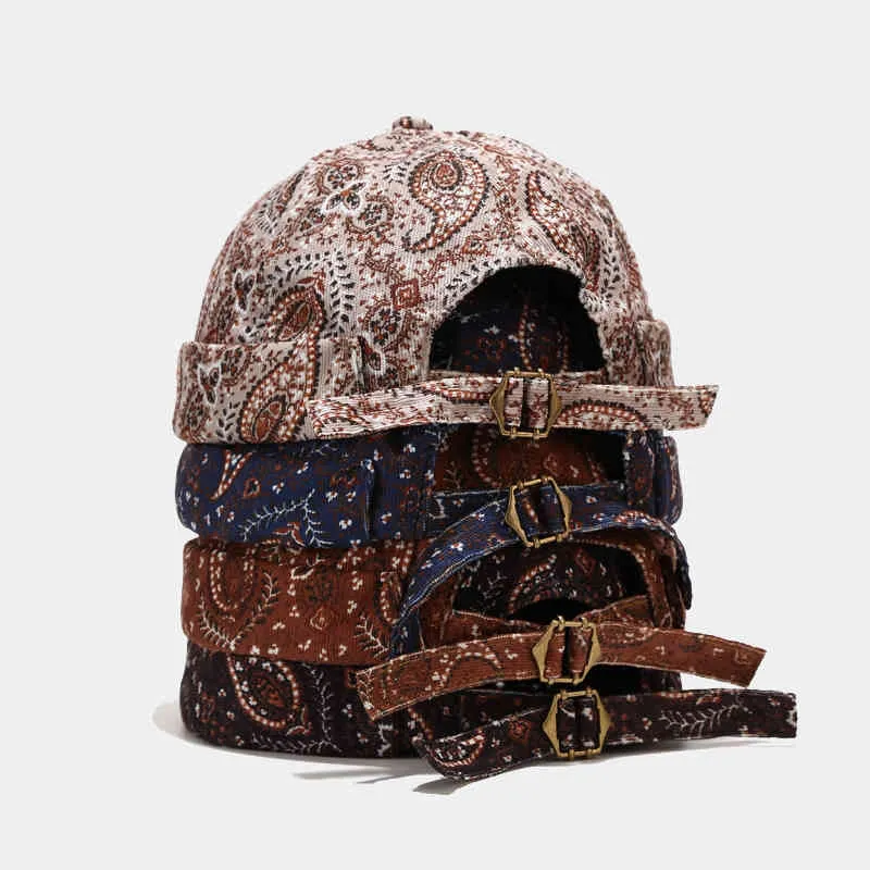 Höst svart röd paisley mönster skullcaps vuxen hyresvärden mössa vinter varma mens kvinnor bob gorras hip hop panama casquette