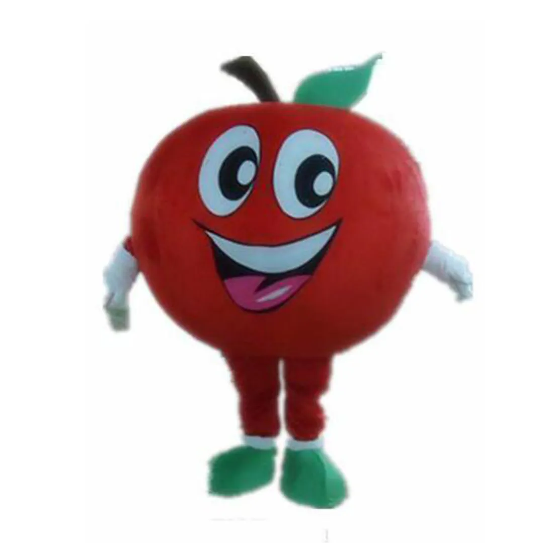 Costume della mascotte della mela rossa di Halloween Personaggio dei cartoni animati di alta qualità Frutta peluche Personaggio a tema anime Formato adulto Natale Carnevale Festa di compleanno Vestito operato