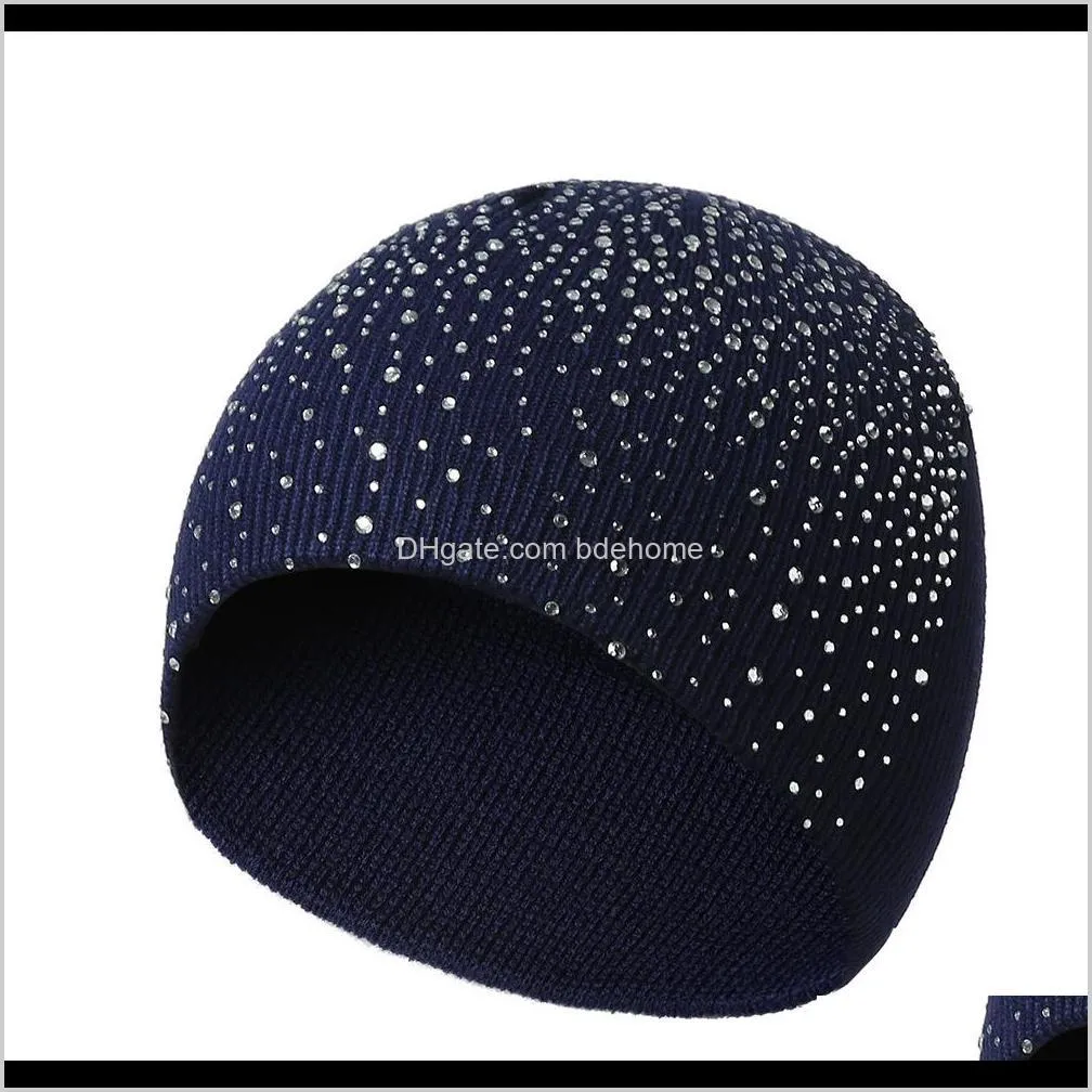 2019 new diamond knit hat female casual beanie velvet comfortable thick cotton hat outdoor warm female hat elegant woman