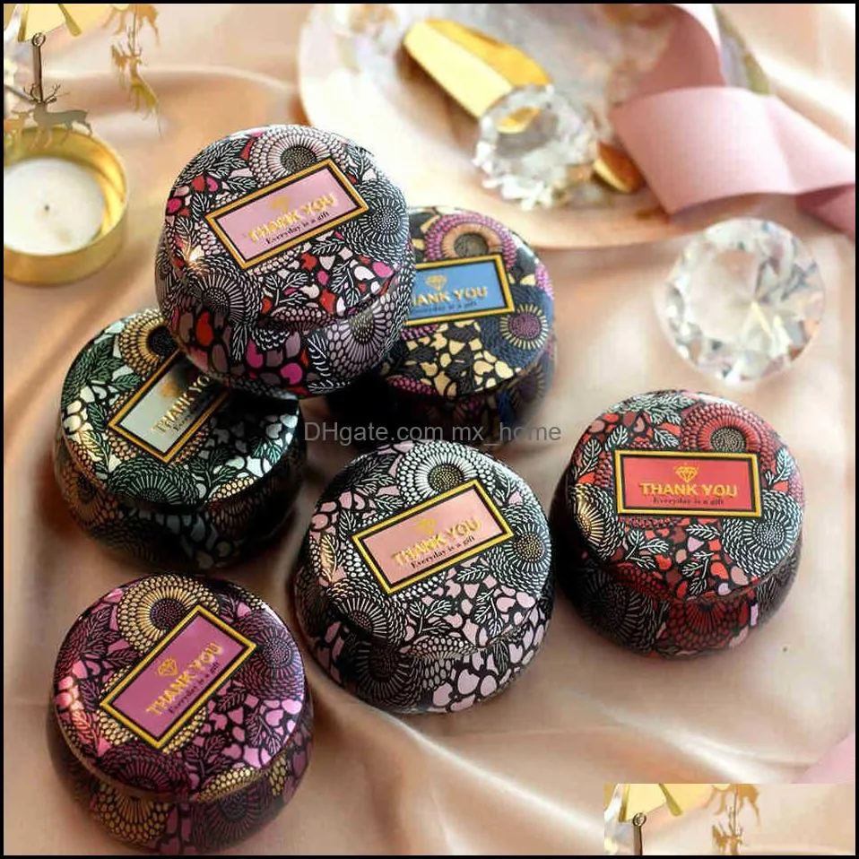 Party Favor Flower Tea Case Cans Candle Holder Gilding Originality Tin Multicolor Candy Box Christmas Wedding Gifts Storage Boxes LJJA3290 UNRA