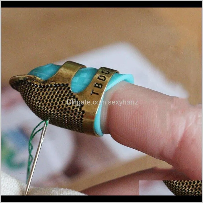home gold finger protector needle thimble antique ring handworking metal stitching tools diy crafts sewing accessories 6ove#