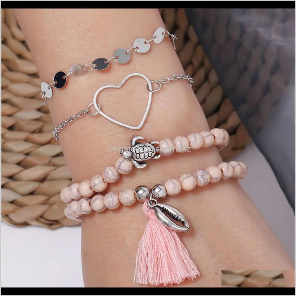 jewelry shell sequin bead chain tassel bracelet four piece suit anklet bn-79