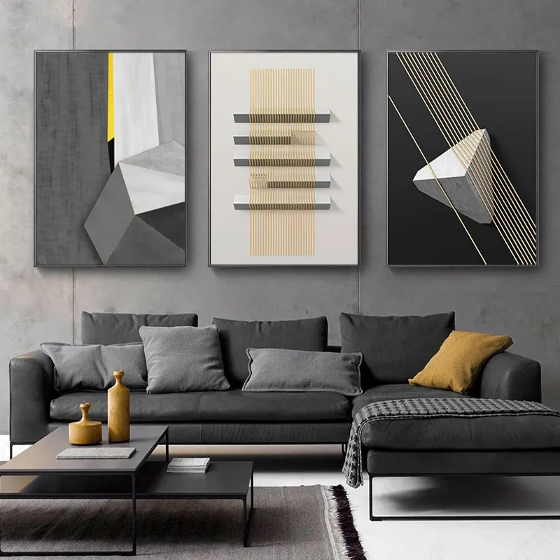 Abstrait géométrique affiche moderne décor à la maison mur Art photos pour salon impressions sur toile lumière luxe porche peinture Quadros