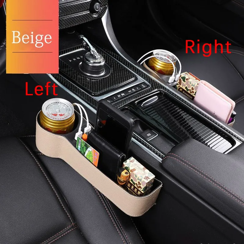 1 pièce avec deux ports de chargeur USB Console de voiture Seat Gap Organisateur Porte-gobelet Auto Seat Side Slit Pocket Storage Box Storage Organi2187