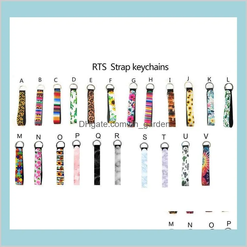 22 Styles Wristband Keychains Floral Printed