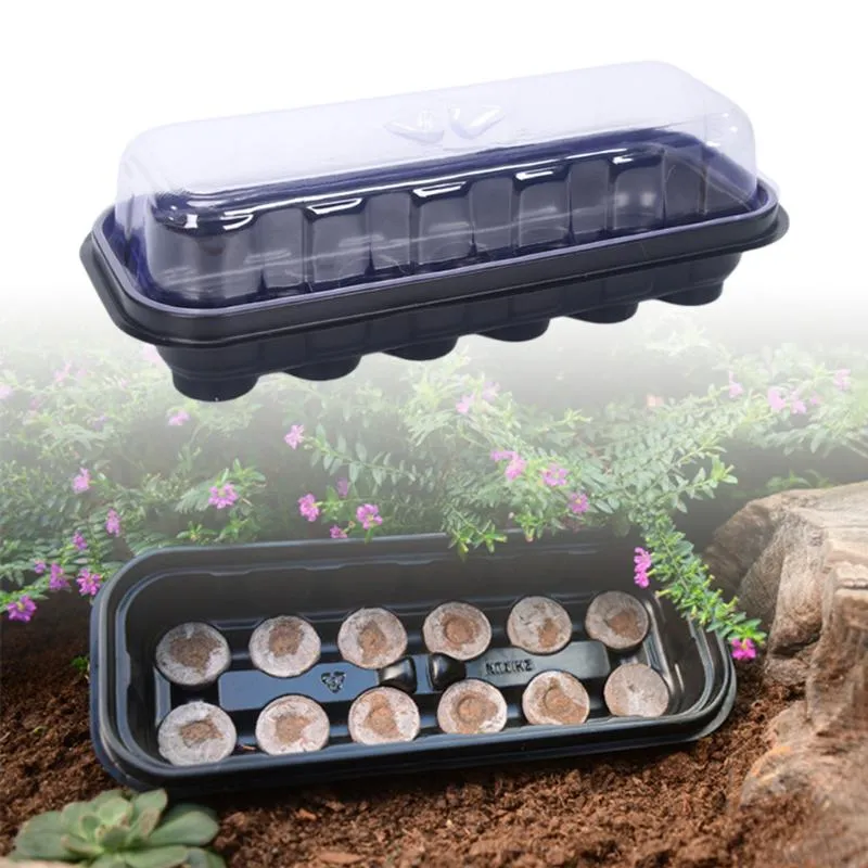 Kapaklı dikim kutusu bahçe çimlenme büyüme kreş tepsi plastik yetiştiricilerin tencere