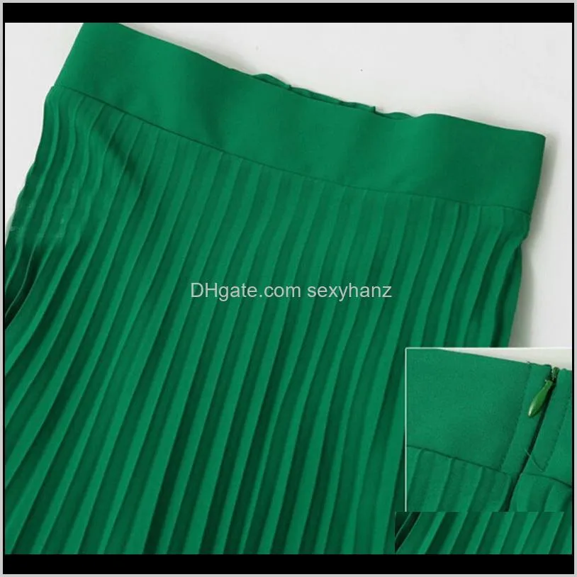 autumn women long skirt green black elastic waist ruffle long pleated asymmetrical skirt plus size chiffon 4xl jupe longue1
