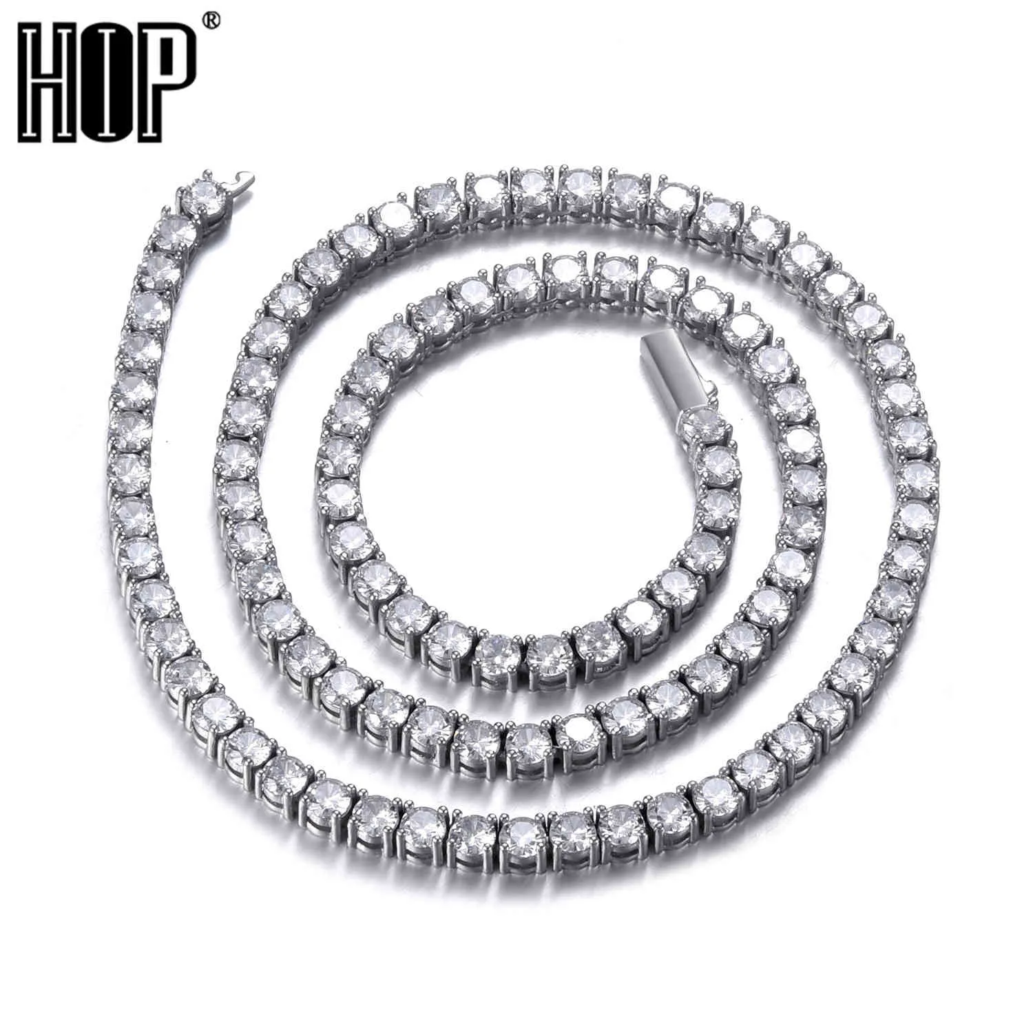 Iced Out CZ Kubikzircon Kupfer Halsband Halskette 1 Reihe 3/4/5/6mmEinzelschicht Tennis Kette Halskette Für Frauen Hip Hop Schmuck X0509