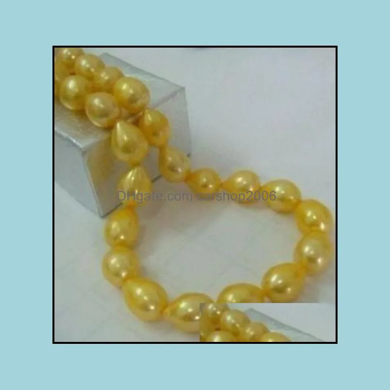 11-13mm Natural South Sea Golden Pearl Necklace 18 Inch 14k Gold Accessories