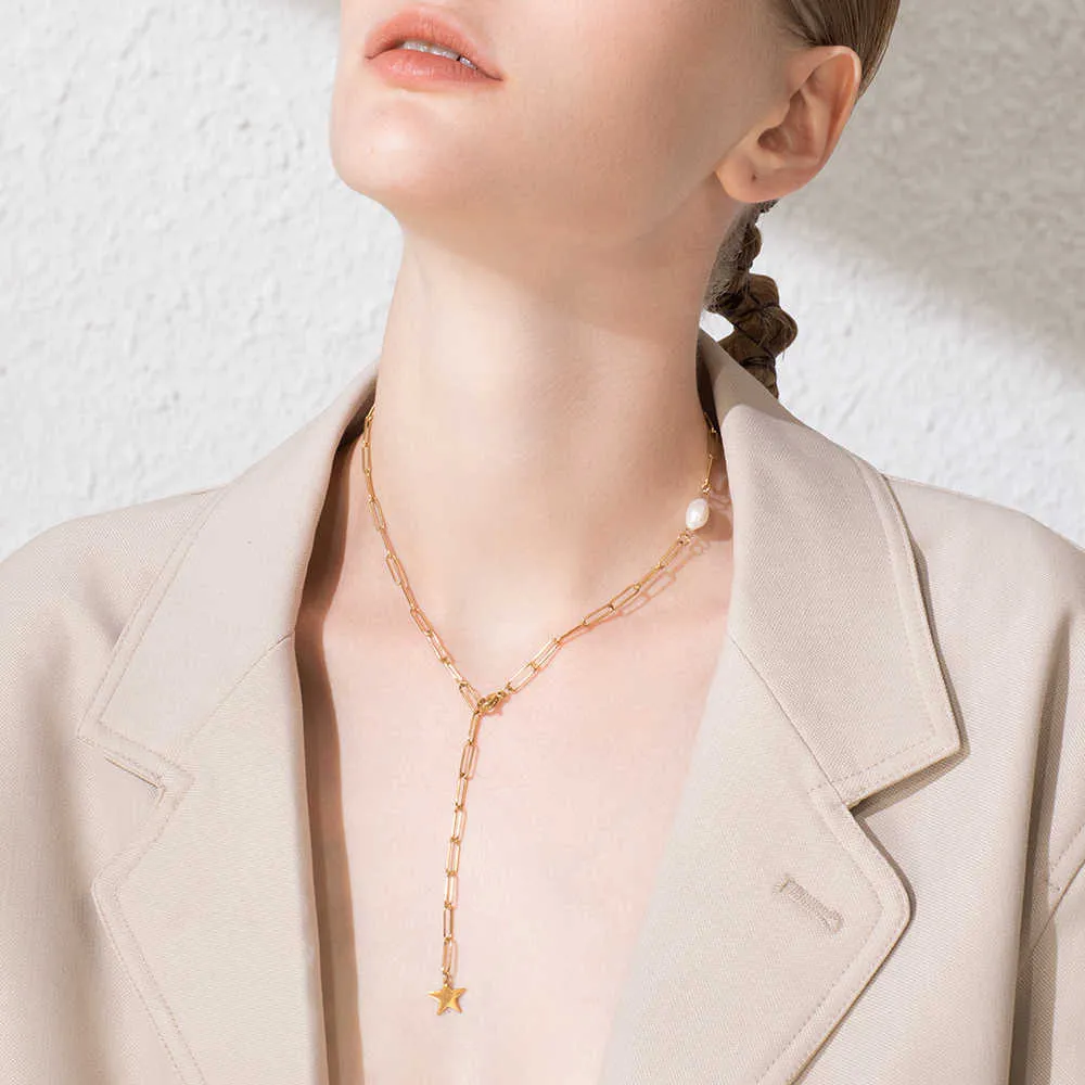 ENFASHION perle étoile collier ras du cou femmes couleur or mignon chaîne colliers Femme mode bijoux Collares De Moda 2020 P193031