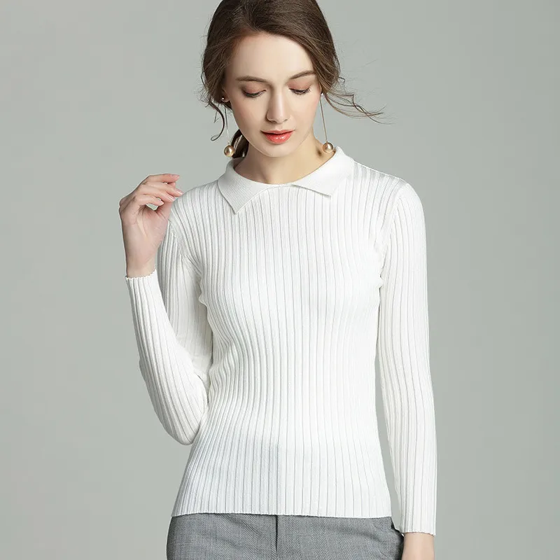Autumn Winter Womens Ribbed Sweater Women White Sweater Women's Pullover Basic Rib Knitted Elasticity Casual Jumper Female 210421