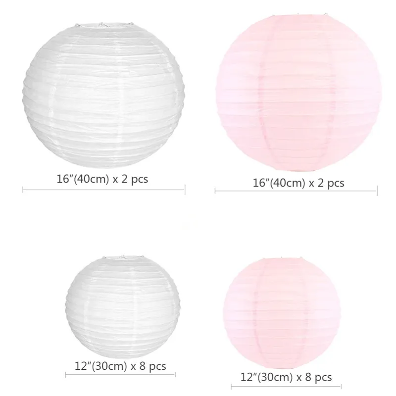 Grandes lanternes en papier chinoises et japonaises, 20 pièces, décoration de fête, boule lumineuse LED rose clair, pour décoration de mariage et de noël