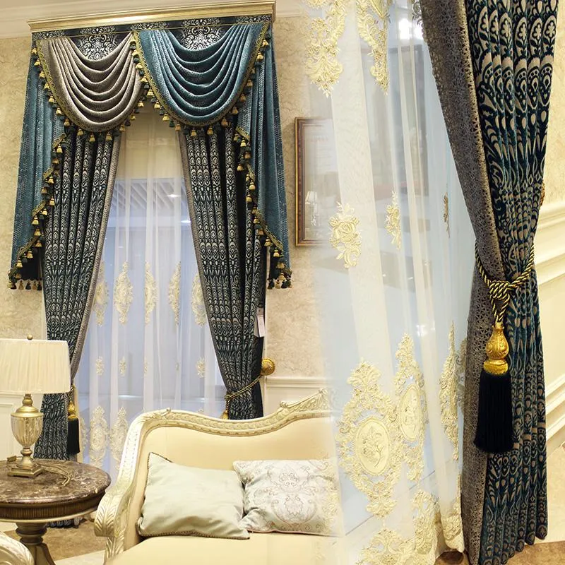 Curtain & Drapes European Chenille High Grade Shading Curtains For Living Dining Room Blackout Jacquard The Bedroom