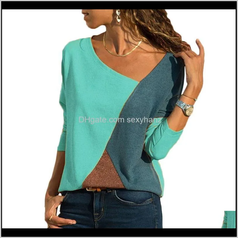 2020 2020 long sleeve shirts women casual loose tops tee shirt femme patchwork sexy v neck female shirts office blusas mujer ltxq#