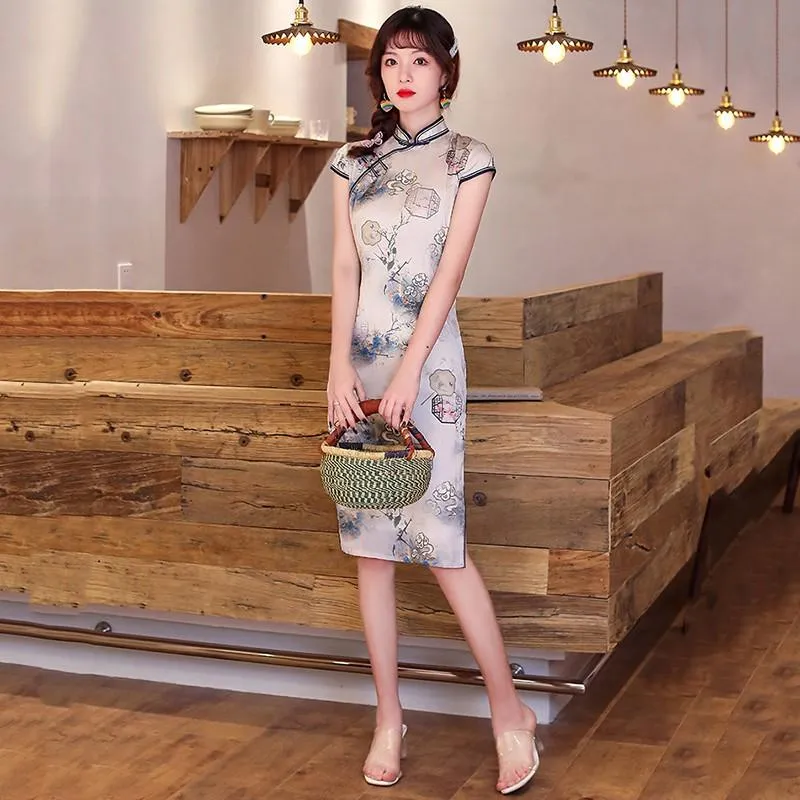 Acquistare Delle Donne Squisite Stile Cinese Stampa Qipao Dress Summer Slim  Moderno Medium Lunghezza Cheongsam Elegante Vestiti Vintage Abiti Etnici  Abbigliamento Etnico Economico | Consegna Veloce E Qualità | It.Dhgate