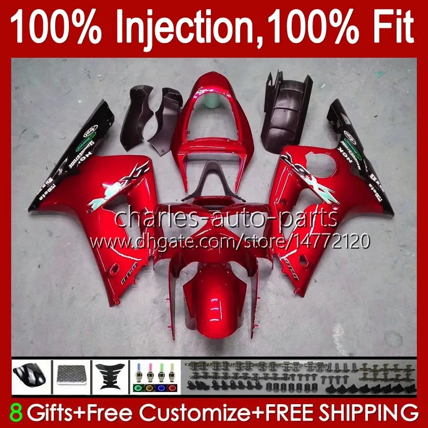 Injection Mold Kit For KAWASAKI NINJA ZX-636 ZX600 ZX 6R 6 R 600 CC 03-04 Body 8No.122 ZX 636 600CC ZX6R 03 04 ZX600C ZX636 ZX-6R 2003 2004 Fairing OEM Bodywork metal red stock