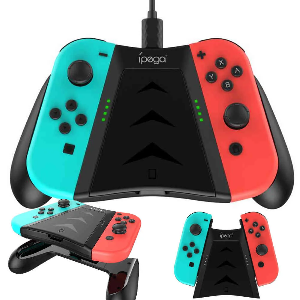 2-in-1-Game-Controller-Griff, Lade-Gamepad mit Kartenetui, LED-Anzeige, Gaming-Griff, Joystick, Nintendo Switch, Joycon