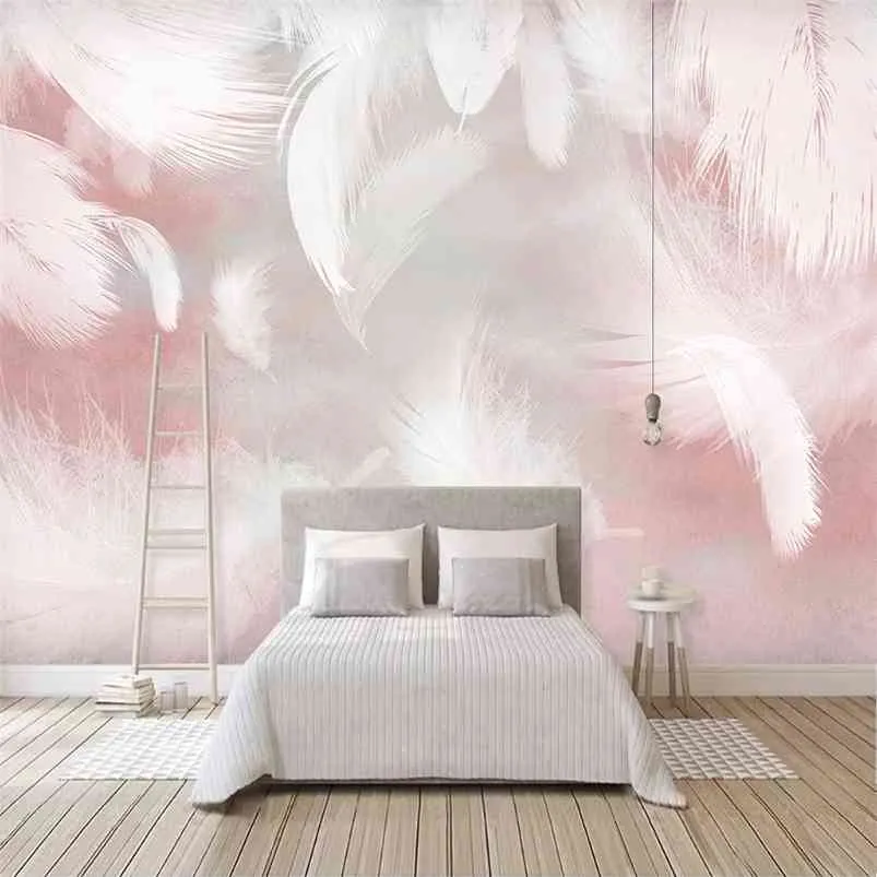 Personnalisé 3D Po Fond d'écran moderne abstrait plume art peinture murale imperméable toile salon chambre papiers peints décor à la maison 210722